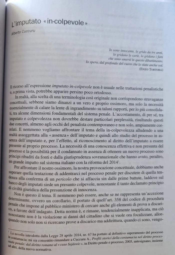 La prima pagina del capitolo «L'imputato in-colpevole», in «Le ferite della vittima»
