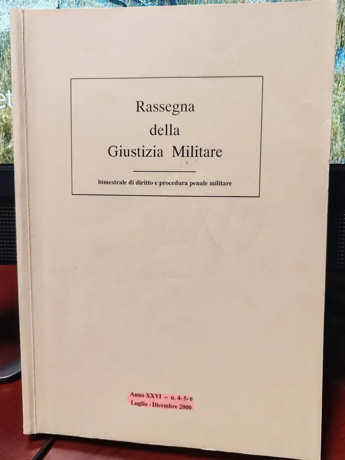 La copertina della Rassegna della Giustizia Militare